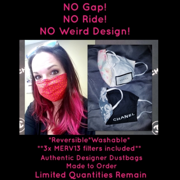 💗FABULOUS Dustbag NO GAP Face Masks w/ Filters - Picture 1 of 8